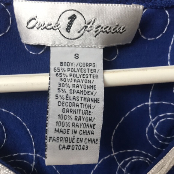 Royal blue ribbon embroidered vneck sleeveless top - Picture 3 of 4